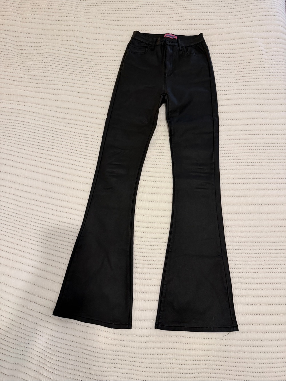 Edikted Black High-Rise Bootcut Leather Pants